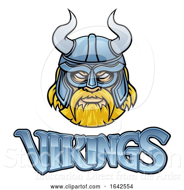 Vector Illustration of Cartoon Viking Mascot Warrior Sign Graphic