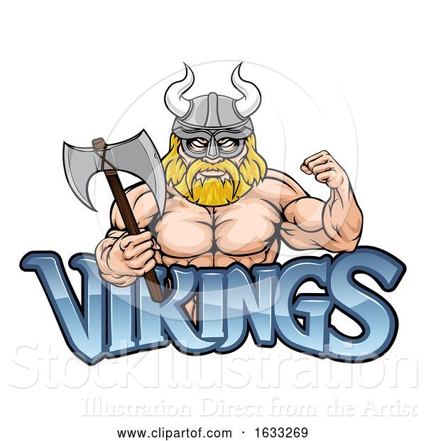 Vector Illustration of Cartoon Viking Sports Mascot