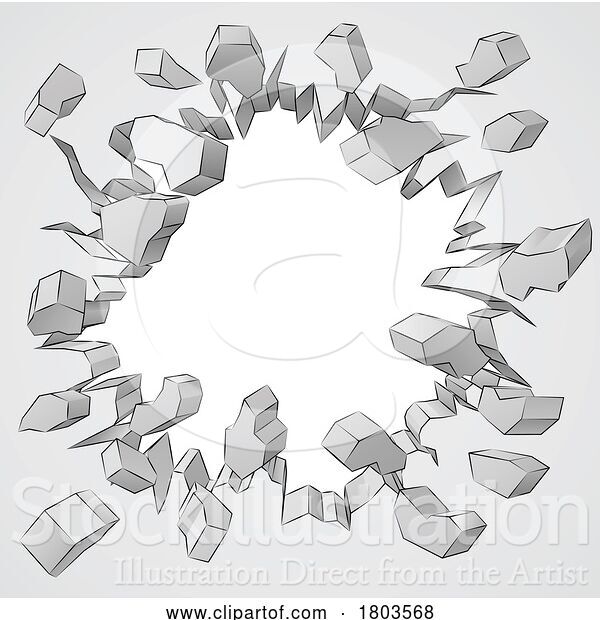 Vector Illustration of Cartoon Wall Background Hole Breaking Through Design