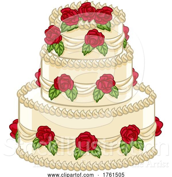 Vector Illustration of Cartoon Wedding Tiered Cake Food Illustration