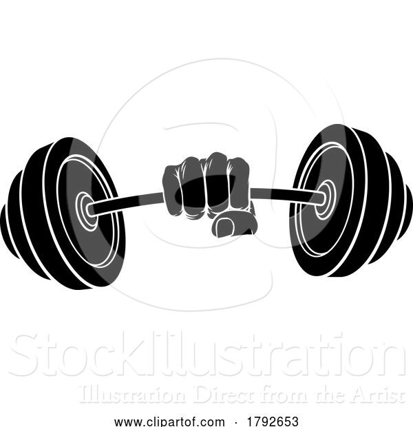 Vector Illustration of Cartoon Weight Lifting Fist Hand Holding Barbell Concept