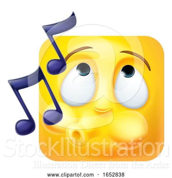 Vector Illustration of Cartoon Whistling Emoji Emoticon Icon 3D Character