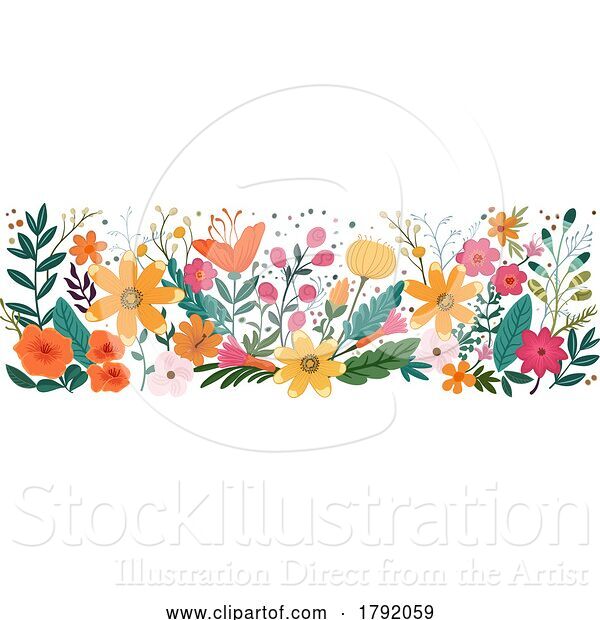 Vector Illustration of Cartoon Wild Flower Floral Flowers Abstract Pattern Design