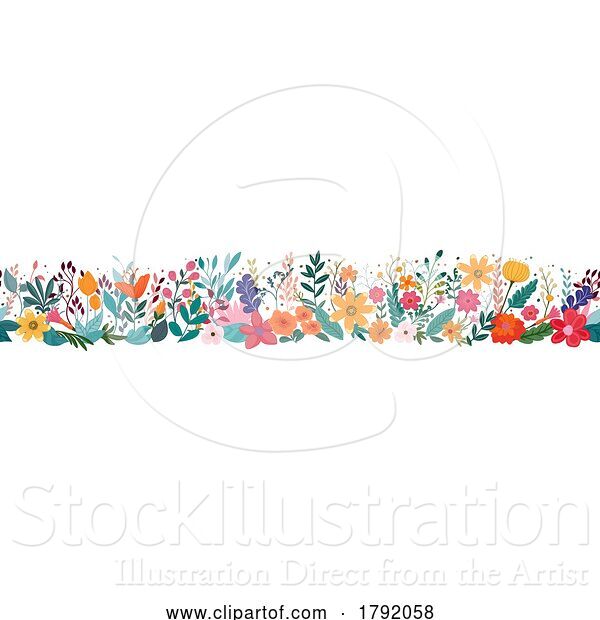 Vector Illustration of Cartoon Wild Flowers Seamless Abstract Pattern Design
