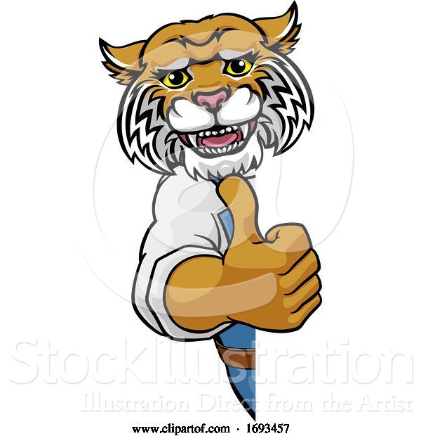 Vector Illustration of Cartoon Wildcat Construction Mascot Handyman