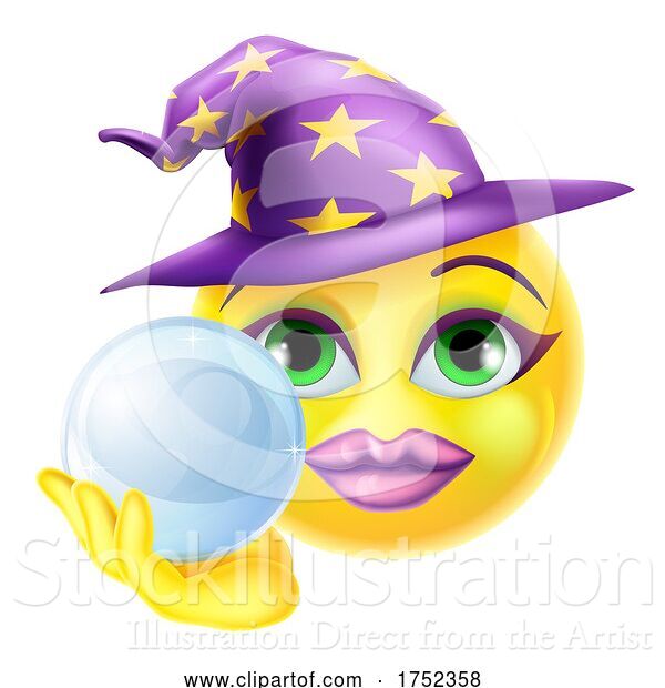 Vector Illustration of Cartoon Witch Emoticon Face Emoji Icon