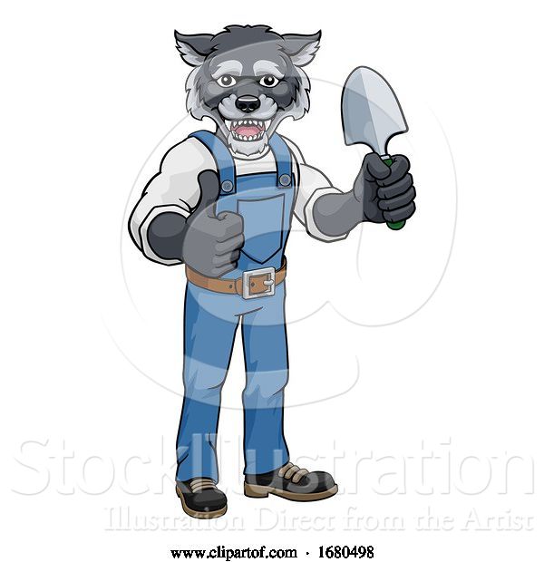 Vector Illustration of Cartoon Wolf Gardener Gardening Animal Mascot
