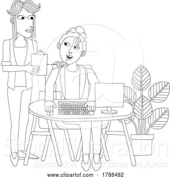 Vector Illustration of Cartoon Women Working Business Illustration Office Scene