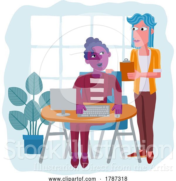 Vector Illustration of Cartoon Women Working Business Illustration Office Scene