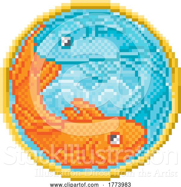 Vector Illustration of Cartoon Zodiac Horoscope Astrology Pisces Pixel Art Sign