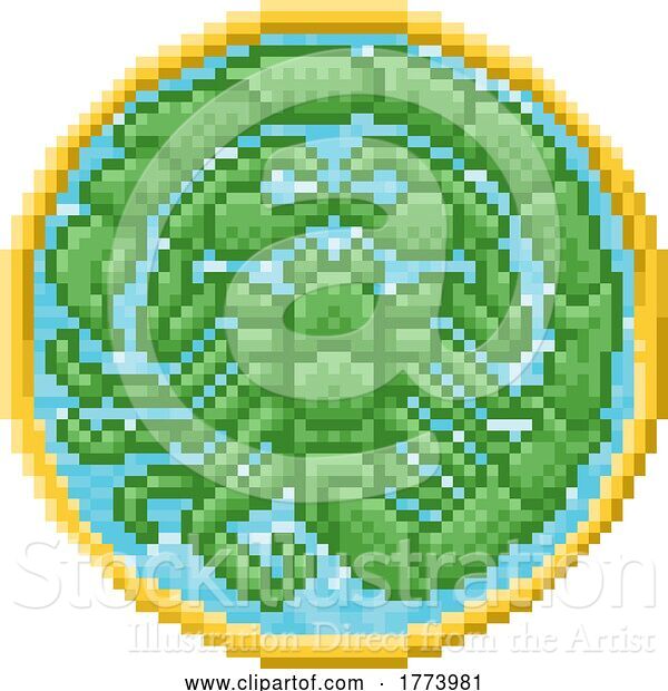 Vector Illustration of Cartoon Zodiac Horoscope Astrology Scorpio Pixel Art Sign