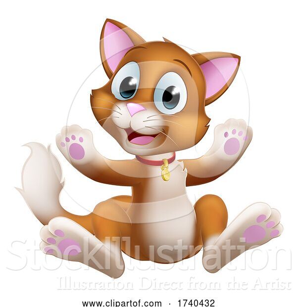 Vector Illustration of Cat Pet Kitten Cute Animal Character