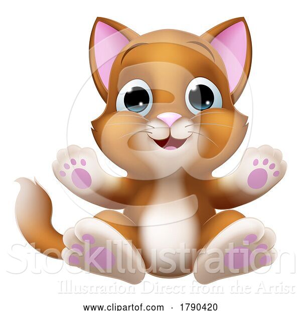 Vector Illustration of Cat Pet Kitten Cute Animal Character