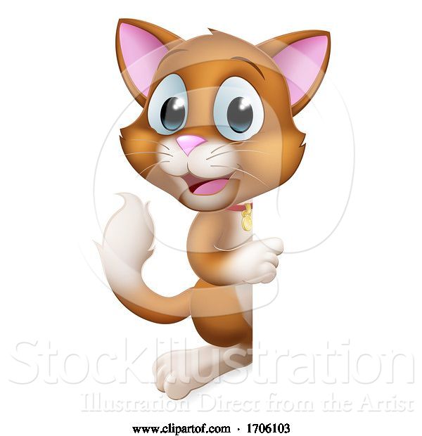 Vector Illustration of Cat Pet Kitten Cute Animal Character Sign