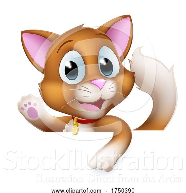 Vector Illustration of Cat Pet Kitten Cute Animal Character Sign