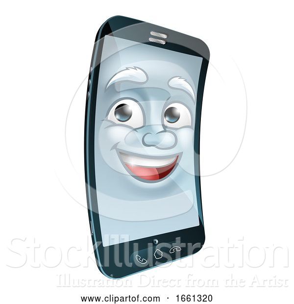 Vector Illustration of Cell Mobile Phone Mascot Character