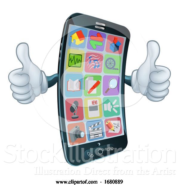 Vector Illustration of Cell Mobile Phone Mascot Character