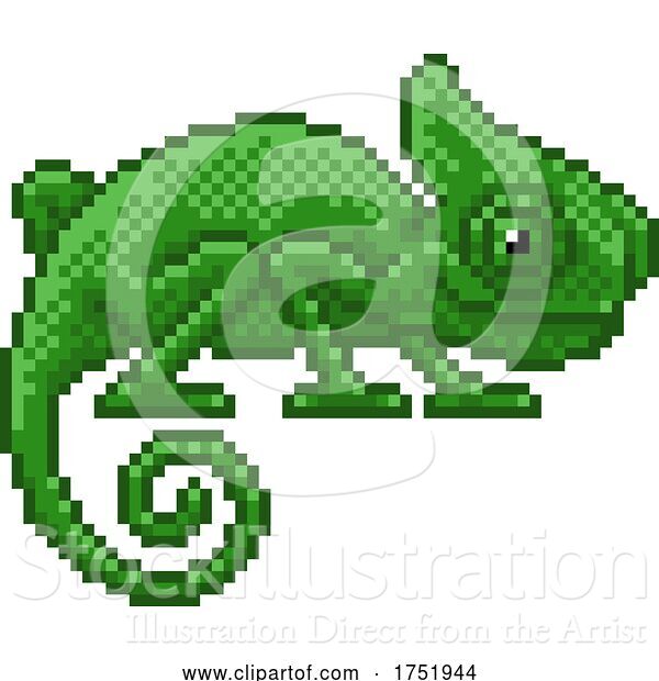 Vector Illustration of Chameleon Lizard Pixel Art Video Game