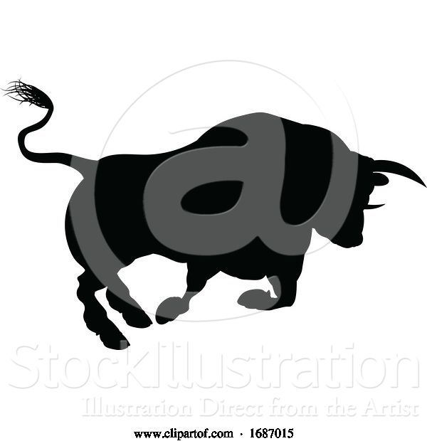 Vector Illustration of Charging Bull Silhouette
