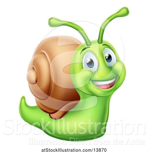 Vector Illustration of Cheerful Green Snail