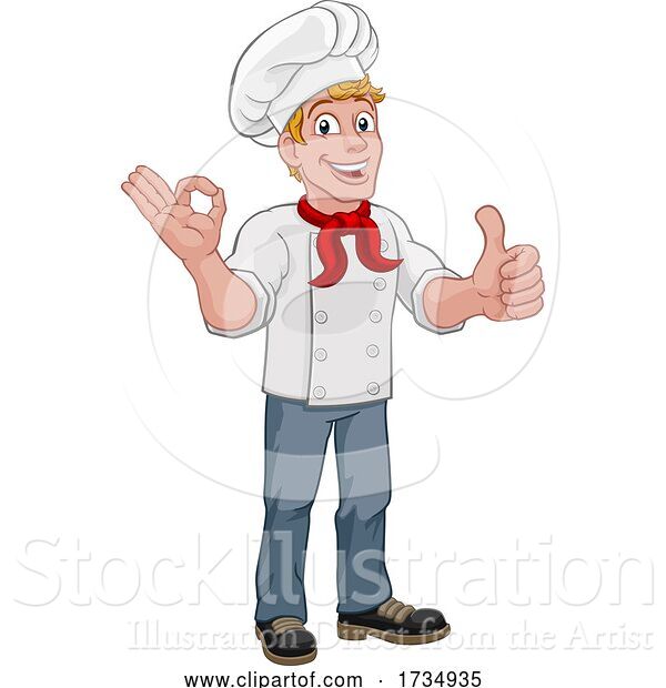Vector Illustration of Chef Cook Baker Guy Giving Thumbs up