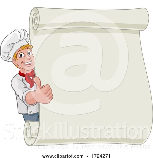 Vector Illustration of Chef Cook Baker Guy Menu Sign Background