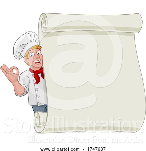 Vector Illustration of Chef Cook Baker Guy Menu Sign Background