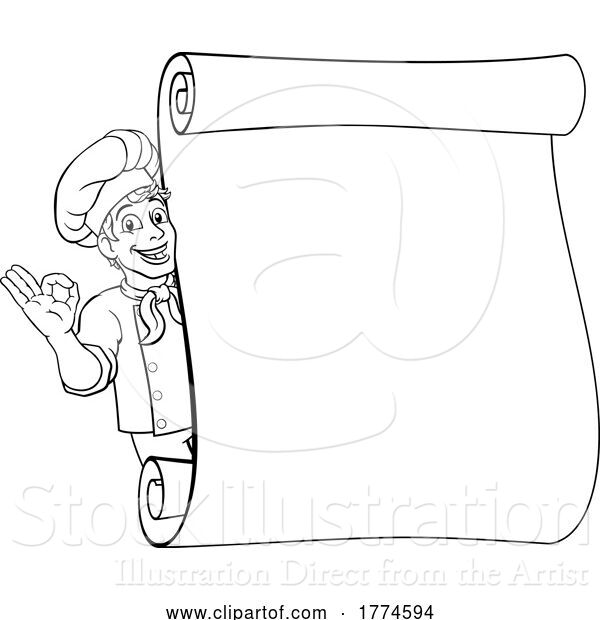 Vector Illustration of Chef Cook Baker Guy Menu Sign Background