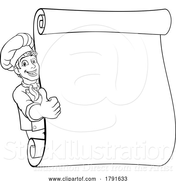 Vector Illustration of Chef Cook Baker Guy Menu Sign Background