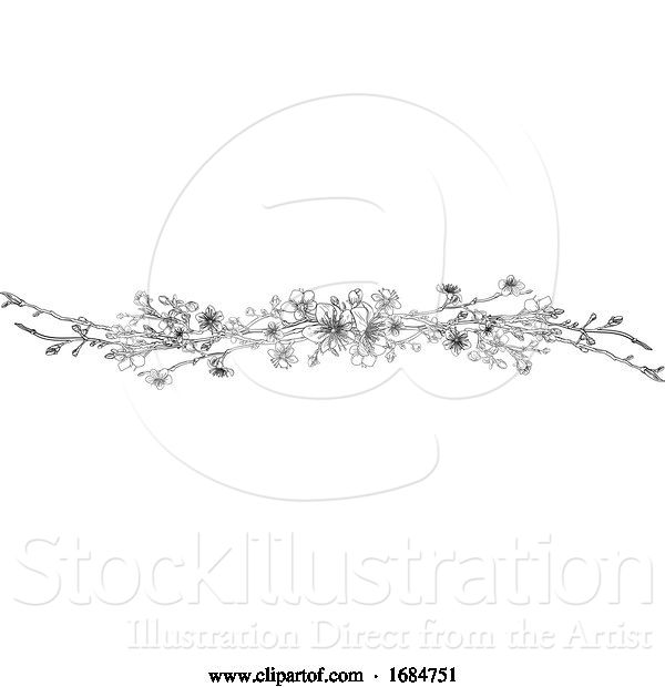 Vector Illustration of Cherry Peach Blossom Flower Design Pattern Element