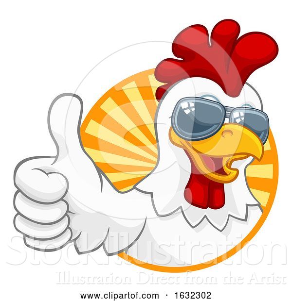 Vector Illustration of Chicken Rooster Cockerel Bird Sunglasses