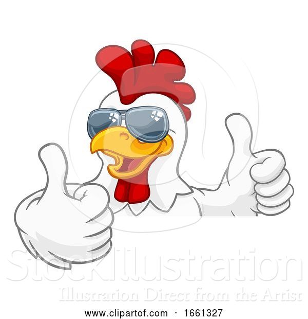 Vector Illustration of Chicken Rooster Cockerel Bird Sunglasses