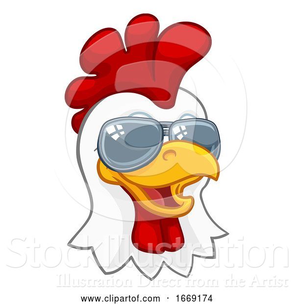 Vector Illustration of Chicken Rooster Cockerel Bird Sunglasses