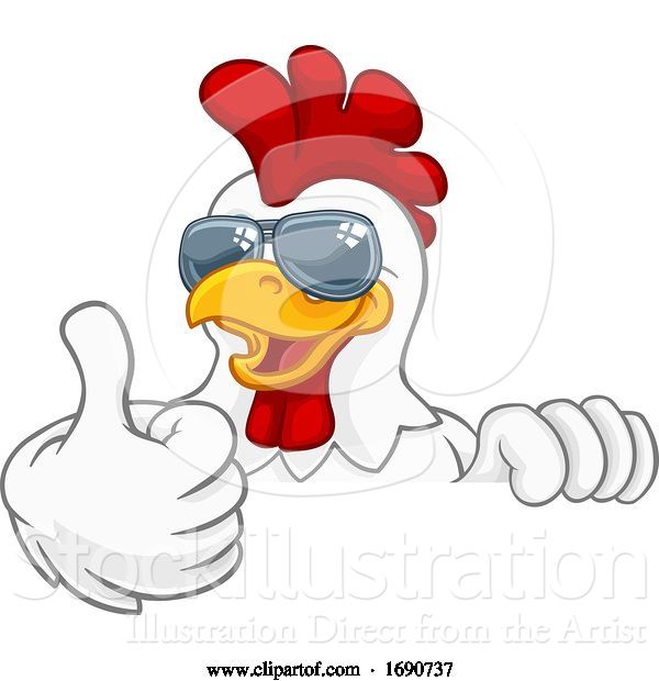 Vector Illustration of Chicken Rooster Cockerel Bird Sunglasses