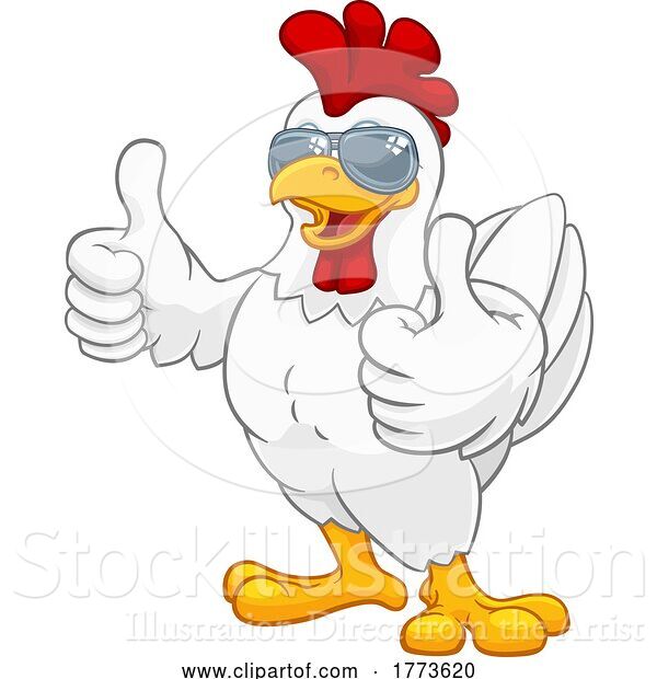 Vector Illustration of Chicken Rooster Cockerel Bird Sunglasses