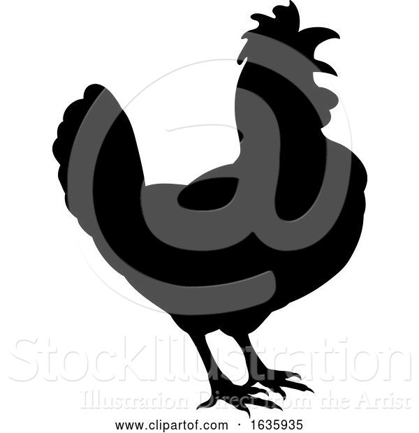 Vector Illustration of Chicken Rooster Farm Animal Silhouette