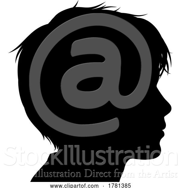 Vector Illustration of Child Kid Head Face Silhouette Profile