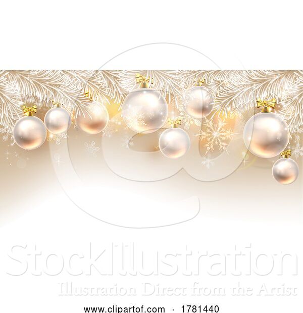 Vector Illustration of Christmas Background Bauble Design White and Gold