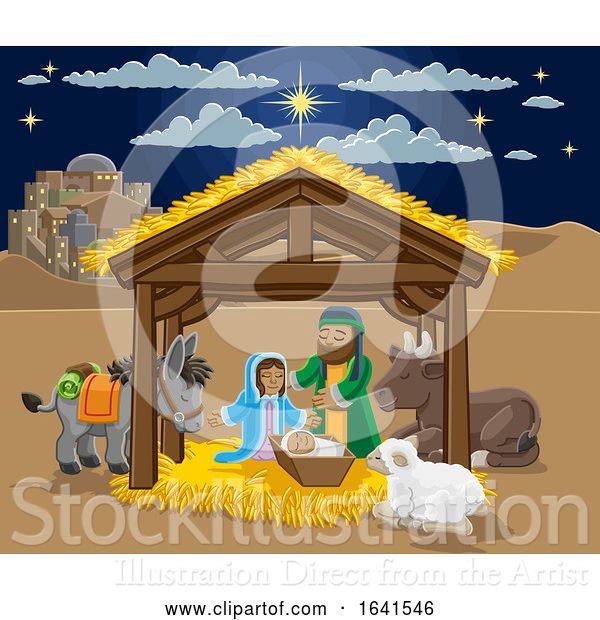 Vector Illustration of Christmas Nativity Scene