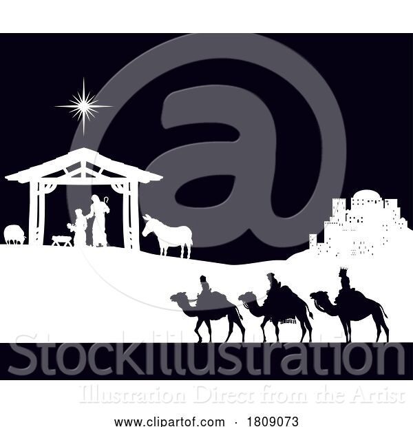 Vector Illustration of Christmas Nativity Scene