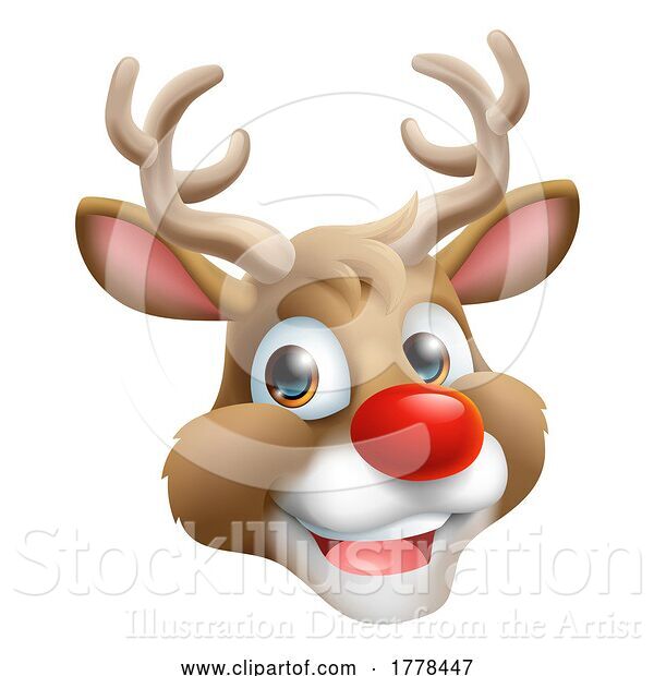 Vector Illustration of Christmas Reindeer Face