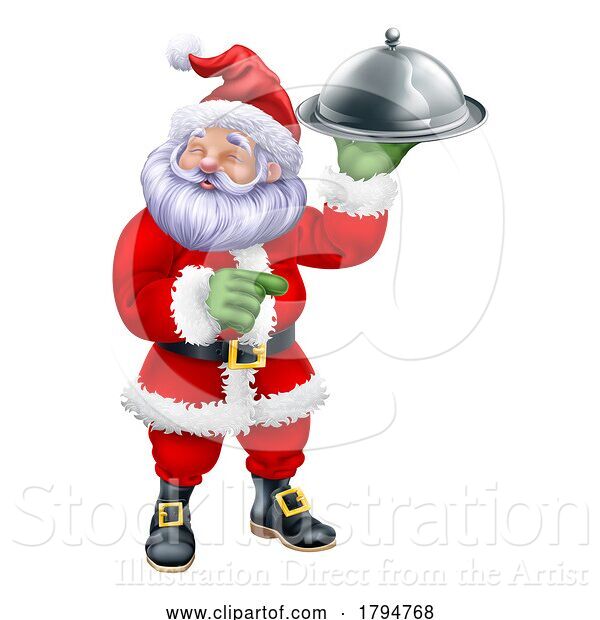Vector Illustration of Christmas Santa Claus Father Christmas Food Chef