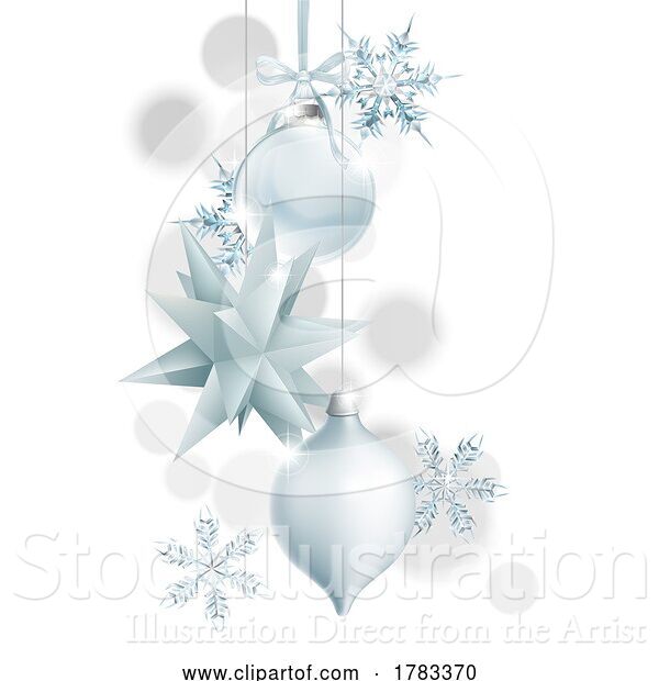 Vector Illustration of Christmas Tree Silver Balls Bauble Decorations