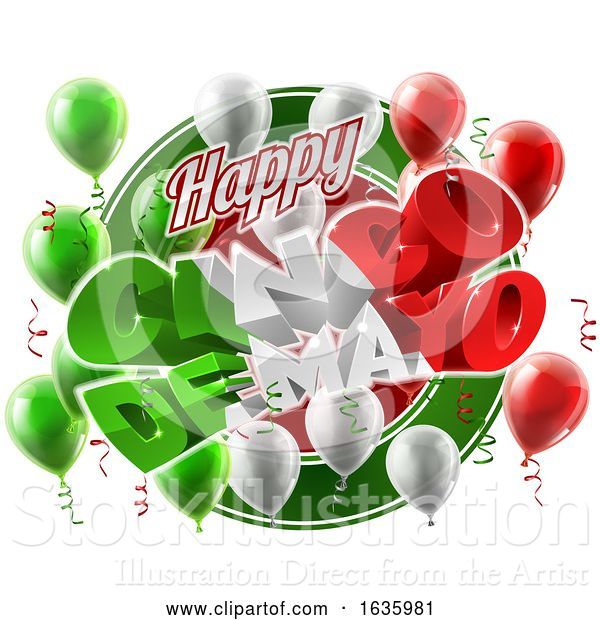 Vector Illustration of Cinco De Mayo Mexican Holiday Balloons Background