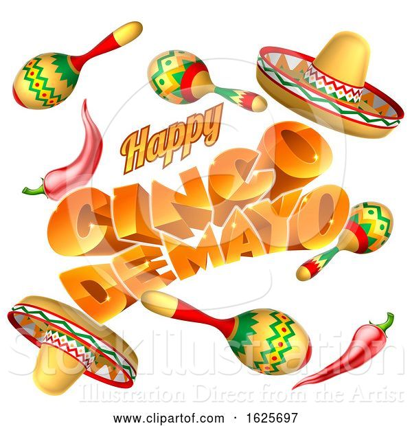 Vector Illustration of Cinco De Mayo Mexican Holiday Themed Background