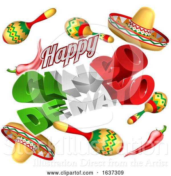 Vector Illustration of Cinco De Mayo Mexican Holiday Themed Background