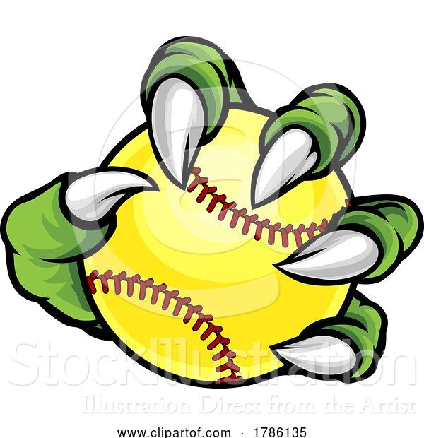 Vector Illustration of Claw Monster Talons Hand Holding Softball Ball