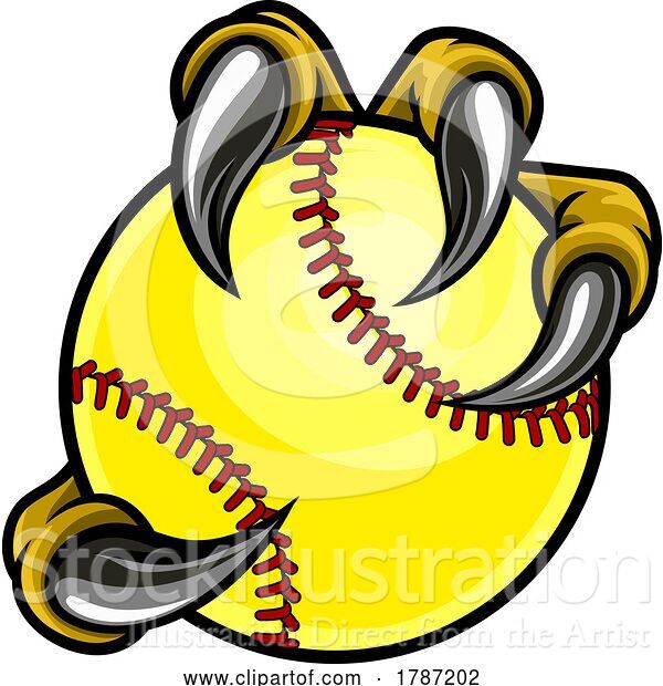 Vector Illustration of Claw Monster Talons Hand Holding Softball Ball