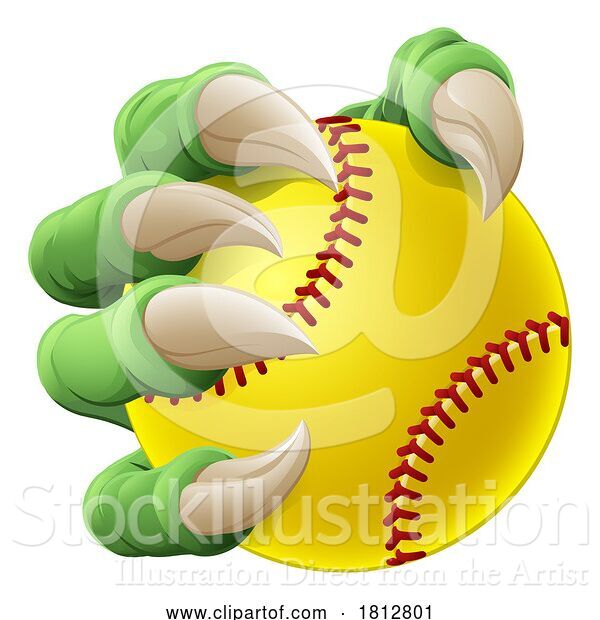 Vector Illustration of Claw Softball Baseball Ball Dragon Monster Hand