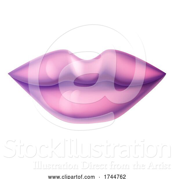 Vector Illustration of Close up Pair of Lips with Lipstick